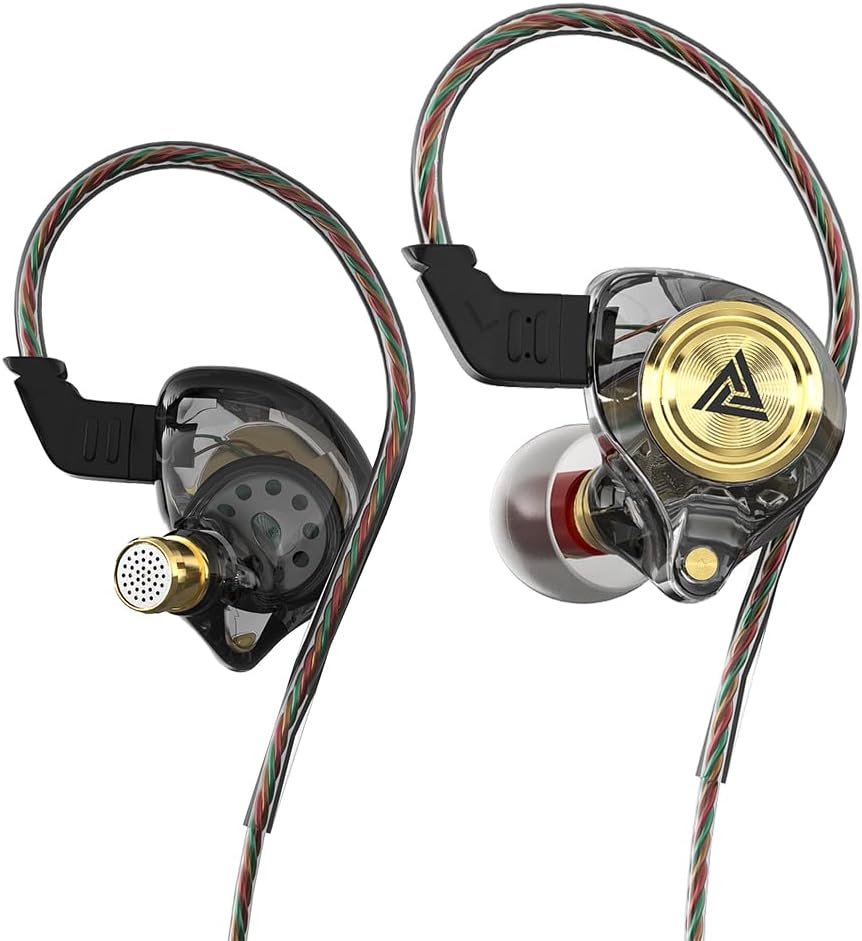 Wired Gaming Earbuds, Ak3file in Ear Monitors, Deep Bass Sound Wired Earbuds, HiFi in Ear Headphones with 1DD 10mm Dynamic Driver, IEM for Music Gaming Video Calling (Black)