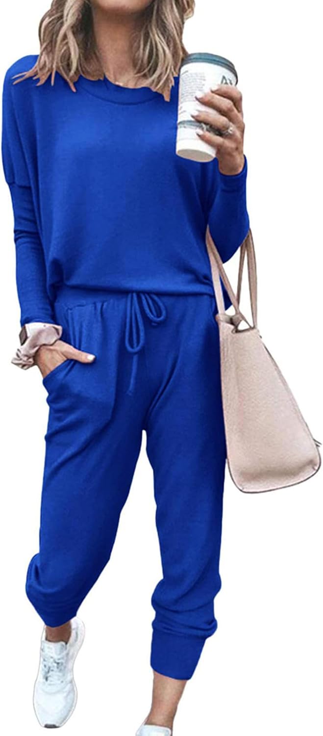 PRETTYGARDEN Women Fall 2 Piece Lounge Outfit Long Sleeve Tops High Waisted Jogger Pants Set Spring Travel Clothes Tracksuit-76