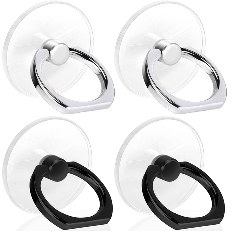Cell Phone Ring Holder, Transparent Ring Holder 360°Rotation Finger Ring Stand, Clear Cell Phone Kickstand Compatible with Most of Phones, Tablet and Case, (2Silver+1Black+1Rose Gold)