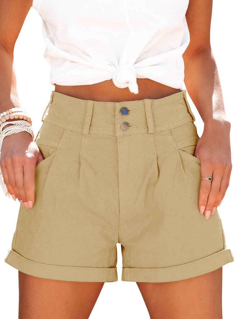 Womens Relaxed Fit Casual High Waist Pocketed Denim Shorts