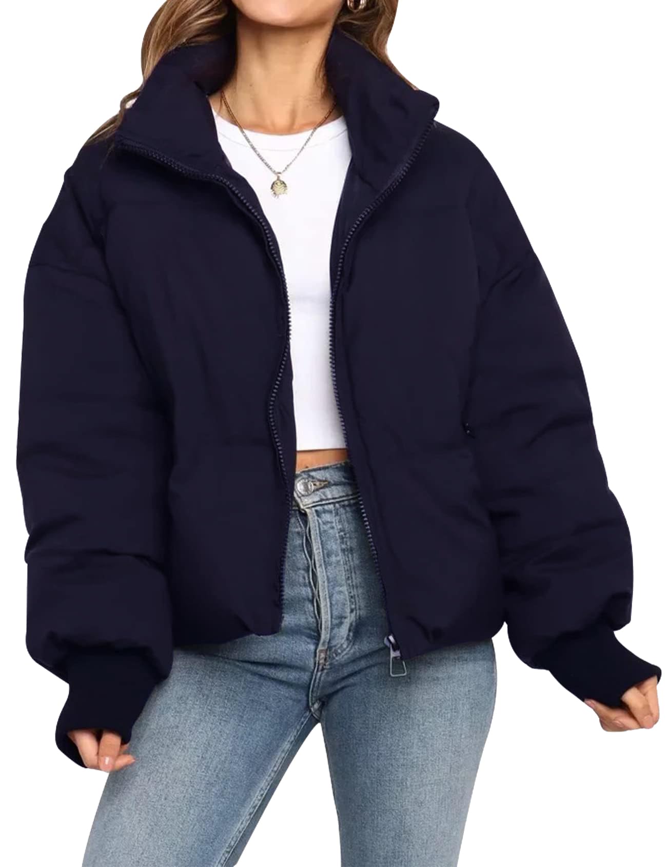 Gihuo Women’s Winter Cropped Puffer Jacket Coat Short Warm Quilted Jacket 2025-41