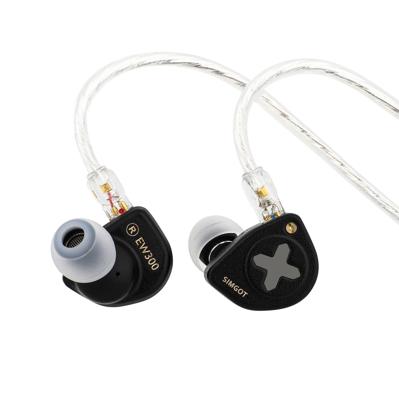 Linsoul SIMGOT EW300 1DD+1Planar+1PZT Hybrid Driver in Ear Monitor, Wired Earbuds IEM, Gaming Earbuds with Detachable Nozzles, Silver-Plated OFC IEM Cable for Audiophile Musician (Standard Edition)