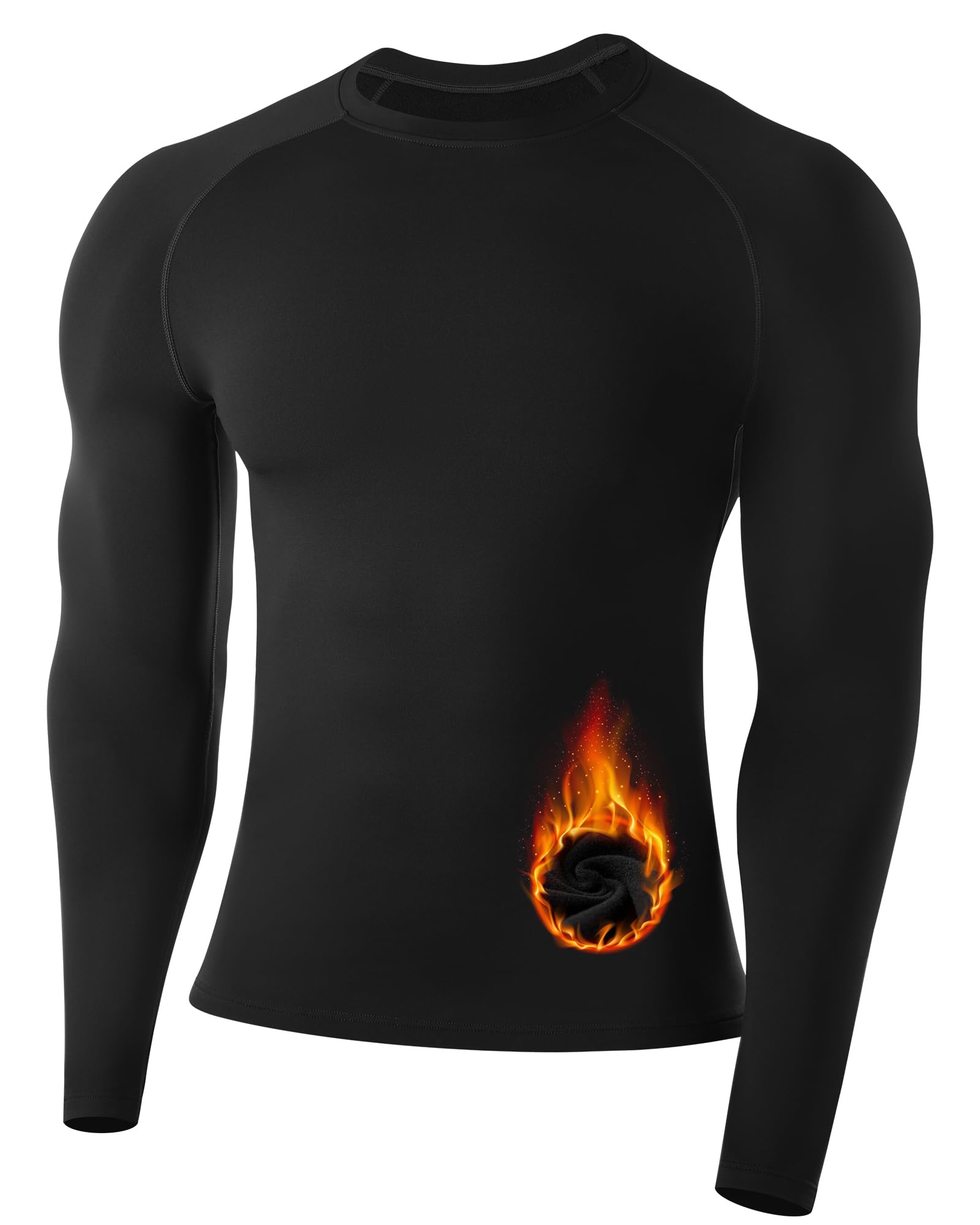 Runhit Men's Thermal Compression Shirt Fleece Lined Long Sleeve Thermal Shirts Athletic Base Layer Top Cold Weather Gear-16