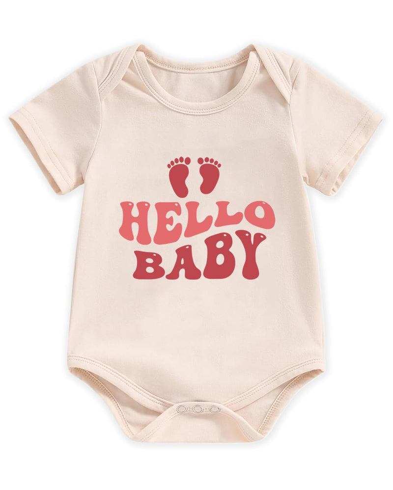 Honeypawpaw Newborn Infant Baby Boys Girls Bodysuit, Lap Shoulder Snap Closure Romper Reveal, Soft Cotton Announcement Gift