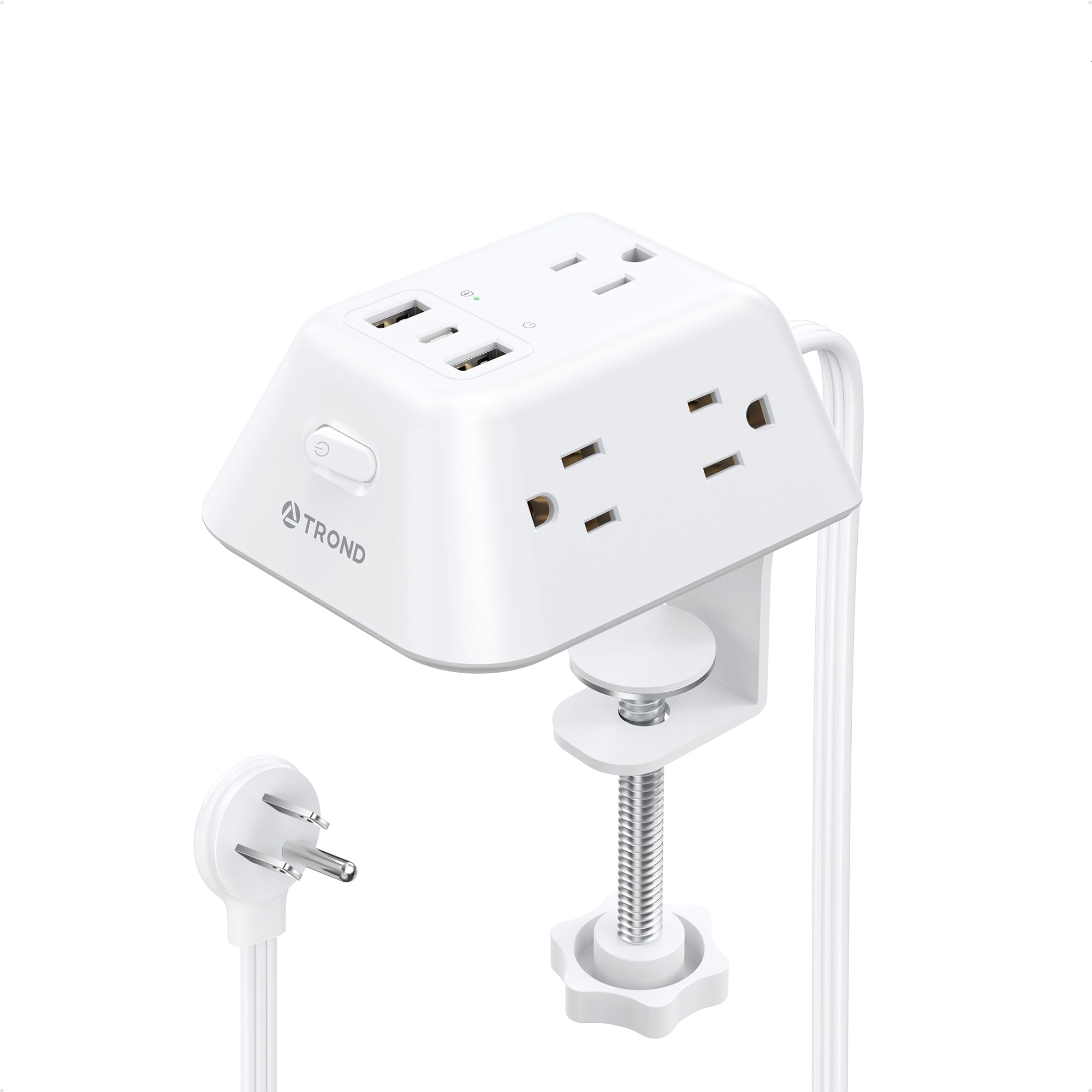 Desk Clamp Power Strip, Surge Protector with 5 AC Outlets and 3 USB Ports, Desk Mount Charging Station, Fit 1.97in Tabletop Edge Thick, 6FT Extension Cord, for Home Office Gaming Accessories, Black