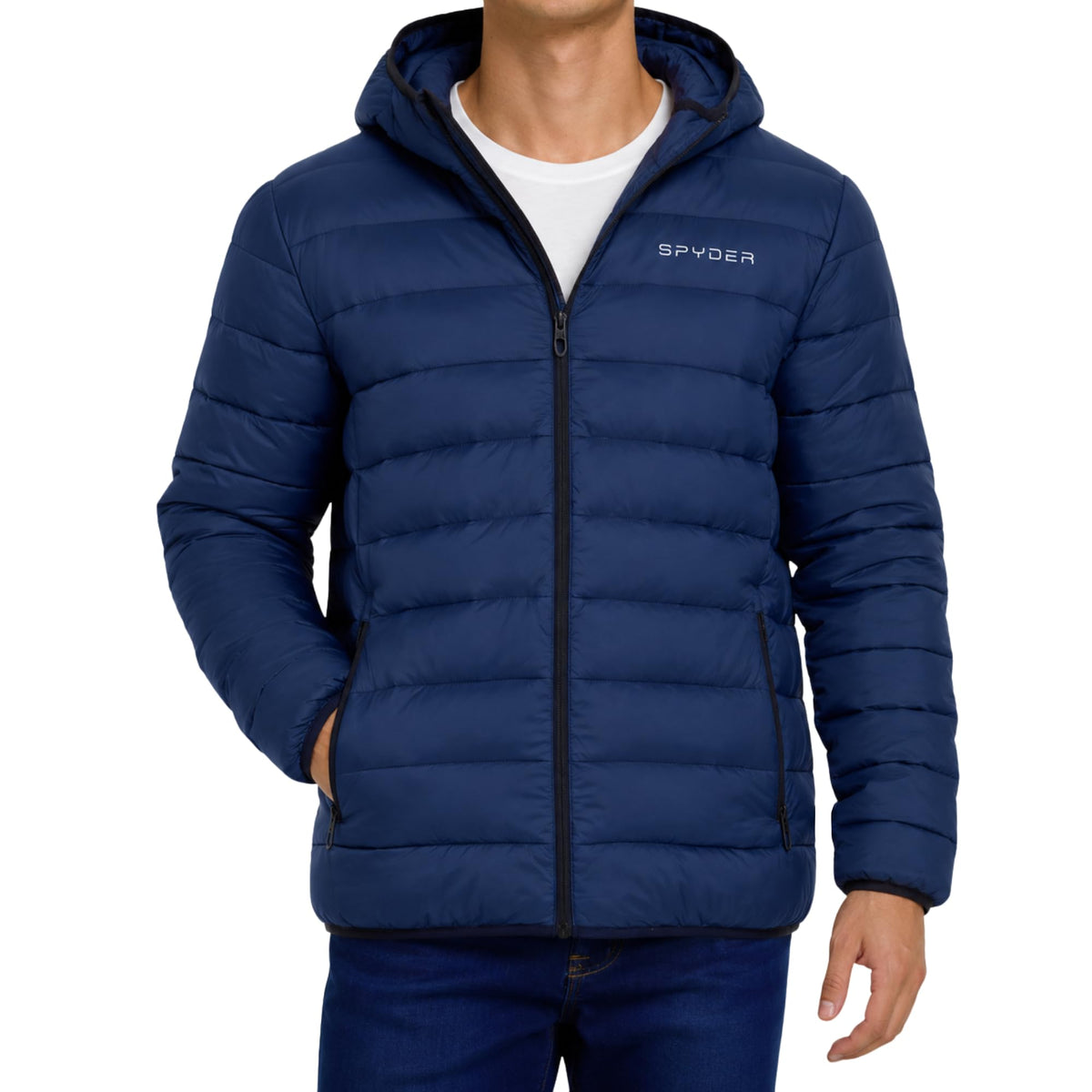 Spyder Puffer Jacket Men - Packable Lightweight Quilted Hooded Winter Coat