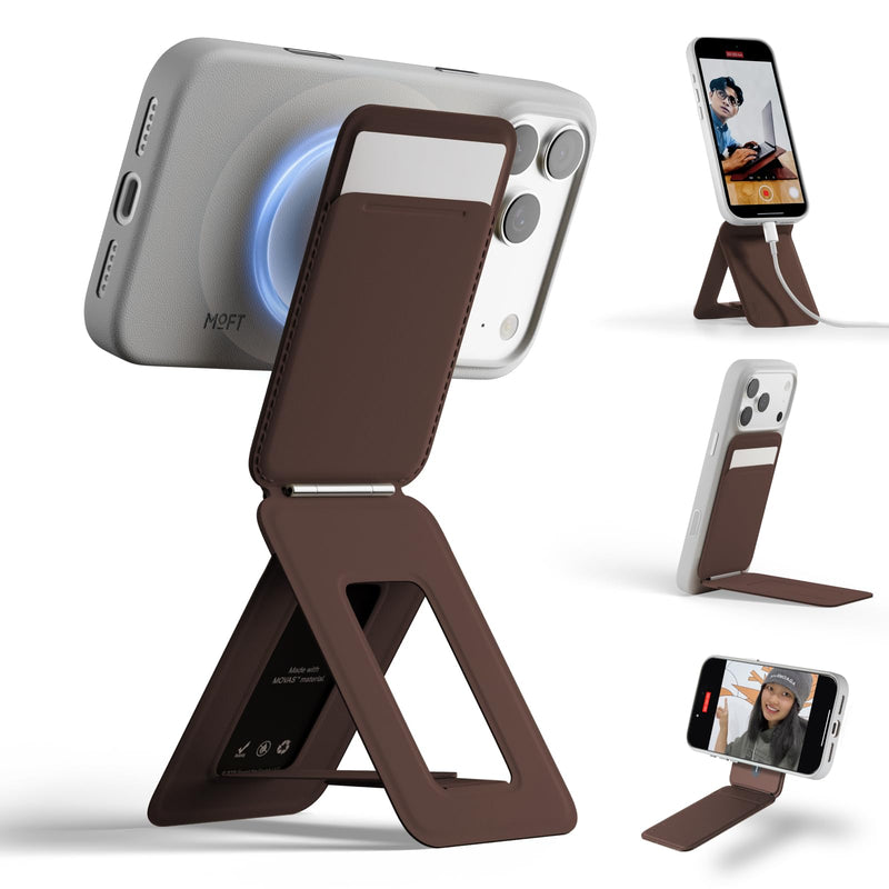 MOFT Phone Tripod Stand Selfie Stick for iPhone, Multi-Angles iPhone Stand, Lightweight & Portable Phone Holder, Strong Magnets, MOVAS Vegan Leather, Travel Essentials, Seafoam (Without Card Slot)
