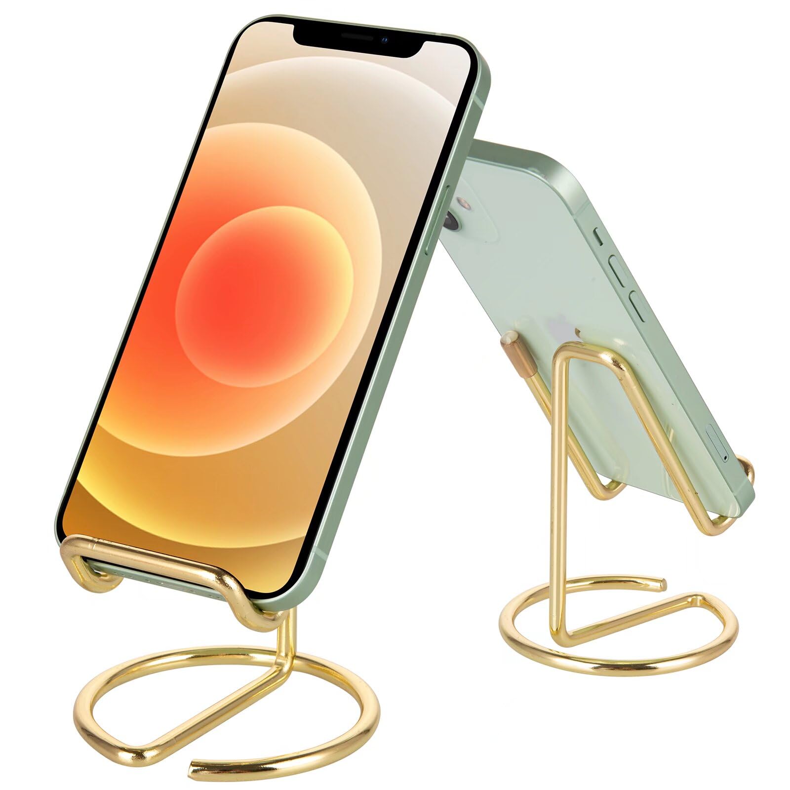 Cell Phone Stand for Desk, Cute Metal Gold Cell Phone Stand Holder Desk Accessories, Compatible with All Mobile Phones, iPhone, iPad