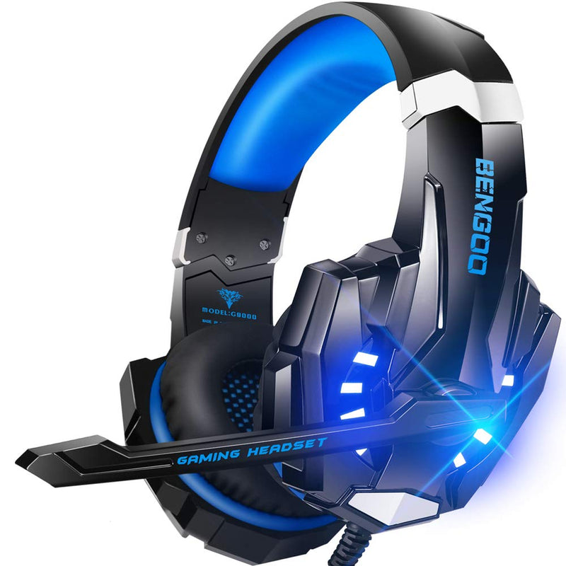 BENGOO G9000 Stereo Gaming Headset for PS4, PC, Xbox One Controller, Noise Cancelling Over Ear Headphones with Mic, LED Light, Bass Surround, Soft Memory Earmuffs (Orange)