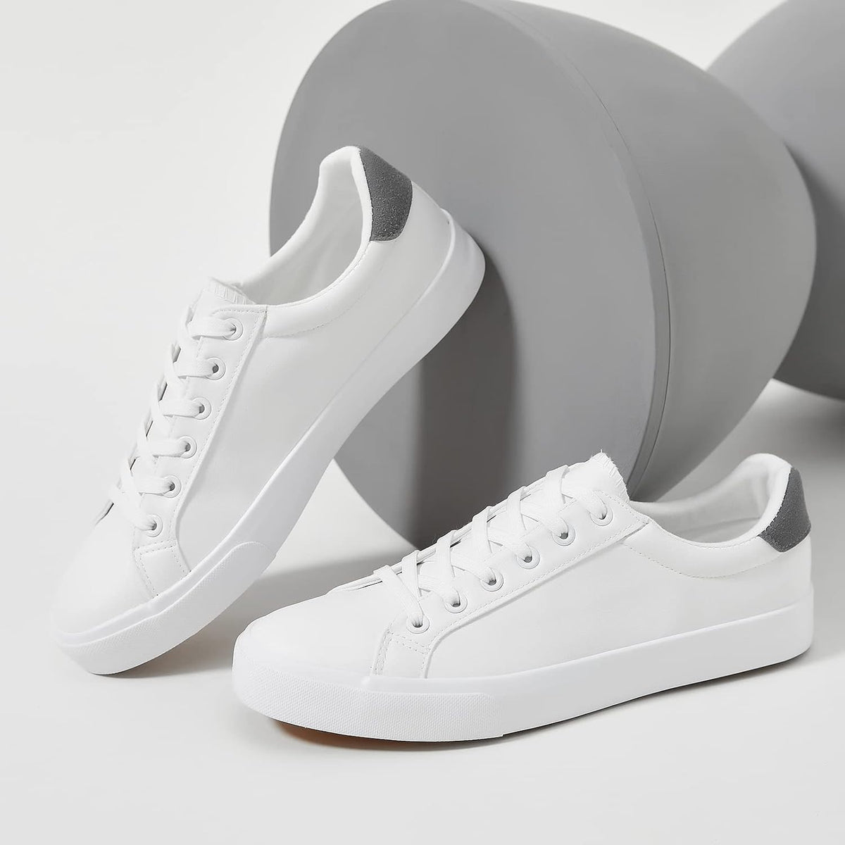 FRACORA Mens White Tennis Shoes PU Leather Sneakers for Men