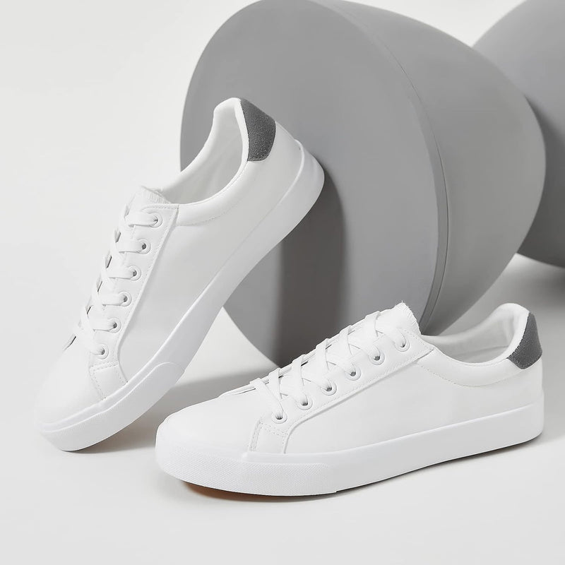 FRACORA Mens White Tennis Shoes PU Leather Sneakers for Men