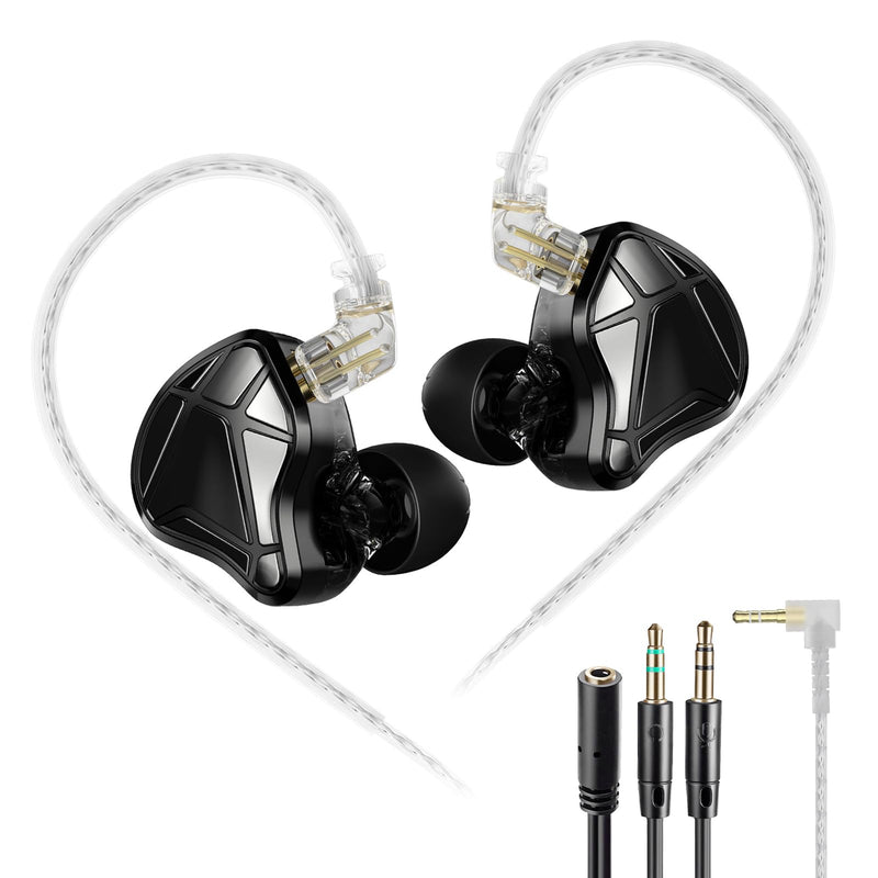KZ Axas Gaming Earbuds Wired with Mic for PS4 PC Xbox PS5, Noise Isolation IEM for Gaming with Low Latency, Comfort-Fit Earphones for Laptop, Consoles and Mobile (Black, Mic)
