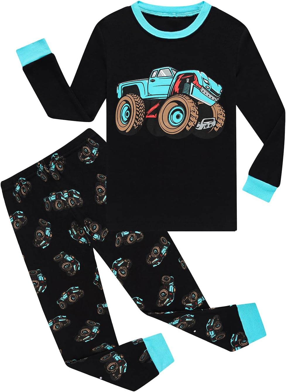 Little bety 4 Pieces Boys Pajamas Toddler Boys Long Sleeve Cotton Pjs Kids Sleepwear Sets 24Months-12Years