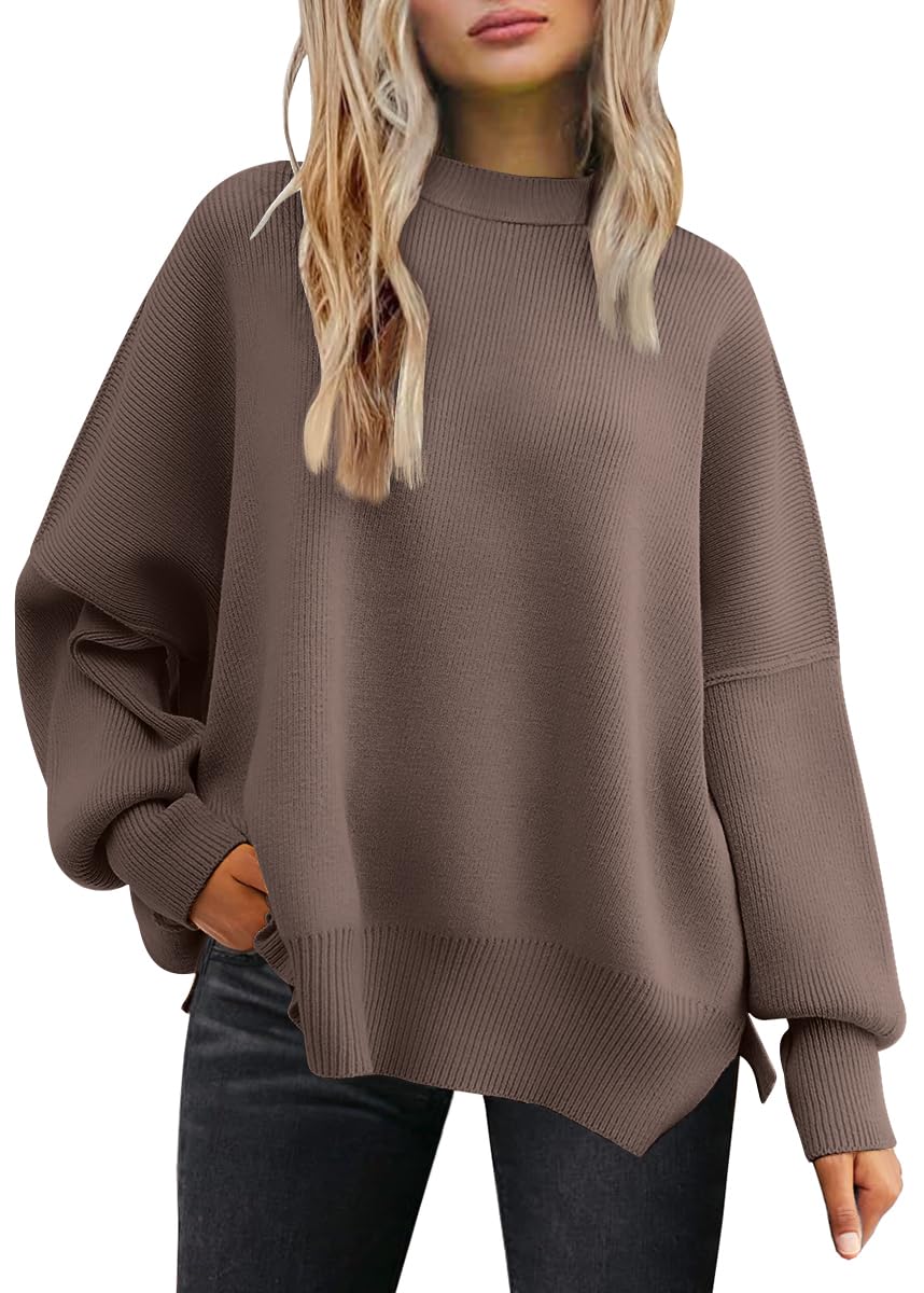 LILLUSORY Women's Oversized Batwing Sweaters 2025 Fall Outfits Trendy Crewneck Knit Side Slit Fashion Pullover Tops-72