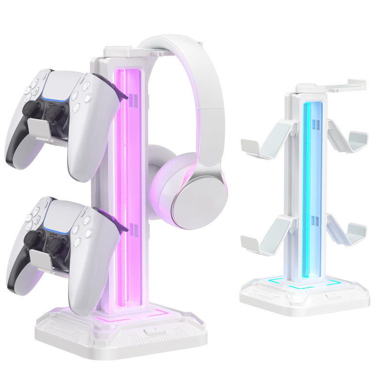 KDD RGB Headset Stand with 9 Light Modes - Controller Holder for Desk - Rotatable Headphone Stand & Detachable Controller Hook for PC Earphone Accessories(Black)