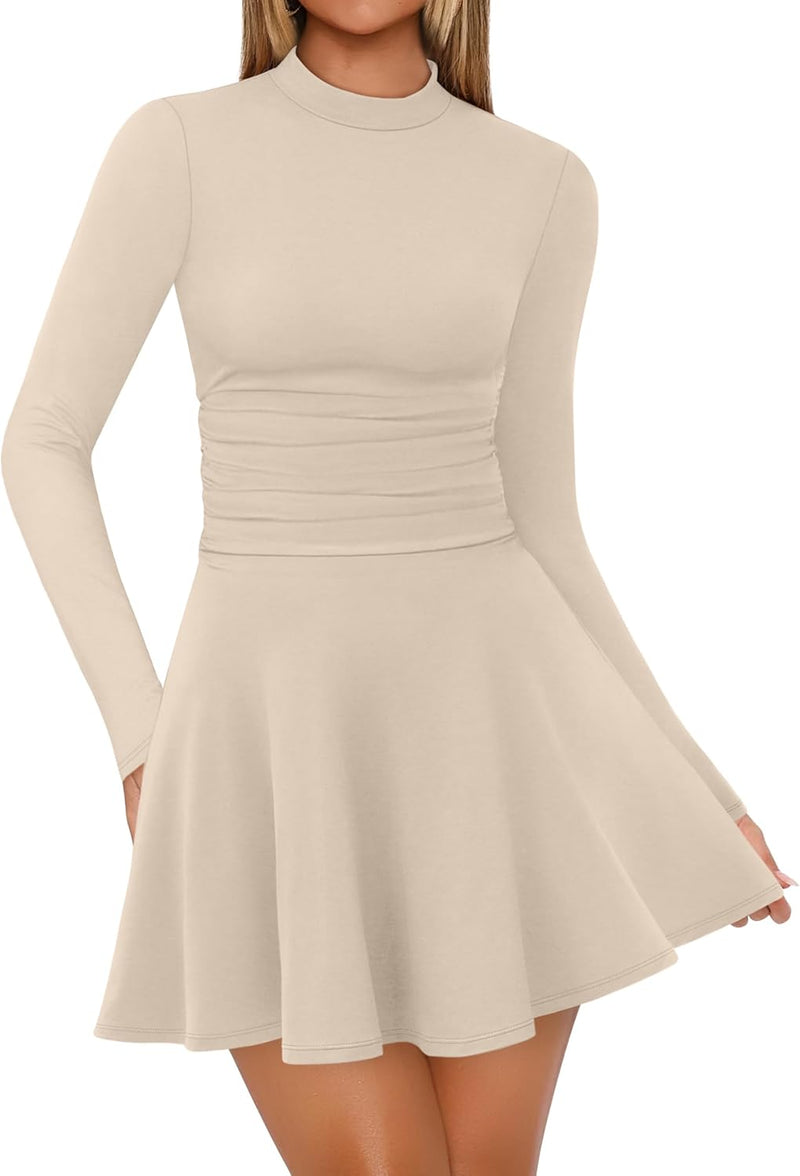 OFEEFAN Long Sleeve Dress Fall Homecoming Formal Party Club Mini Dresses Date Outfits-29