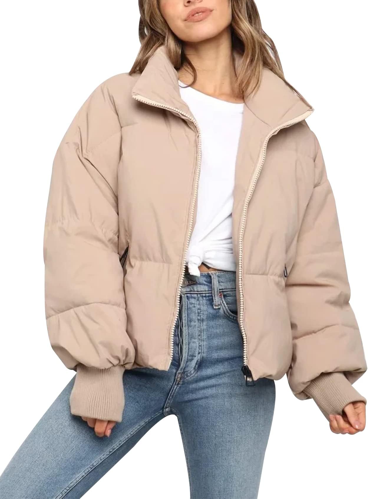 Gihuo Women’s Winter Cropped Puffer Jacket Coat Short Warm Quilted Jacket 2025-25