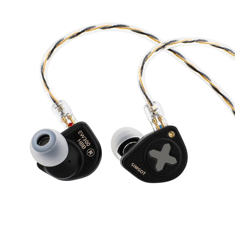 Linsoul SIMGOT EW300 1DD+1Planar+1PZT Hybrid Driver in Ear Monitor, Wired Earbuds IEM, Gaming Earbuds with Detachable Nozzles, Silver-Plated OFC IEM Cable for Audiophile Musician (Standard Edition)