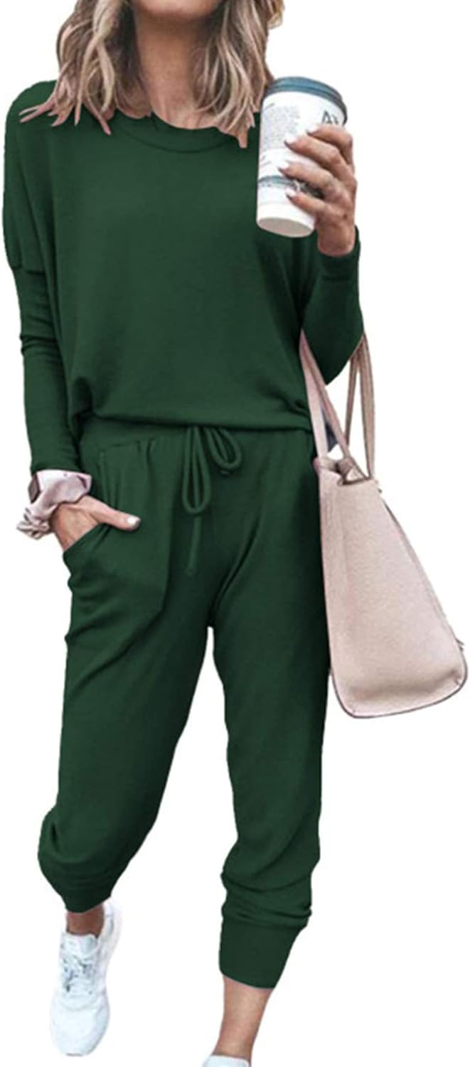 PRETTYGARDEN Women Fall 2 Piece Lounge Outfit Long Sleeve Tops High Waisted Jogger Pants Set Spring Travel Clothes Tracksuit-52