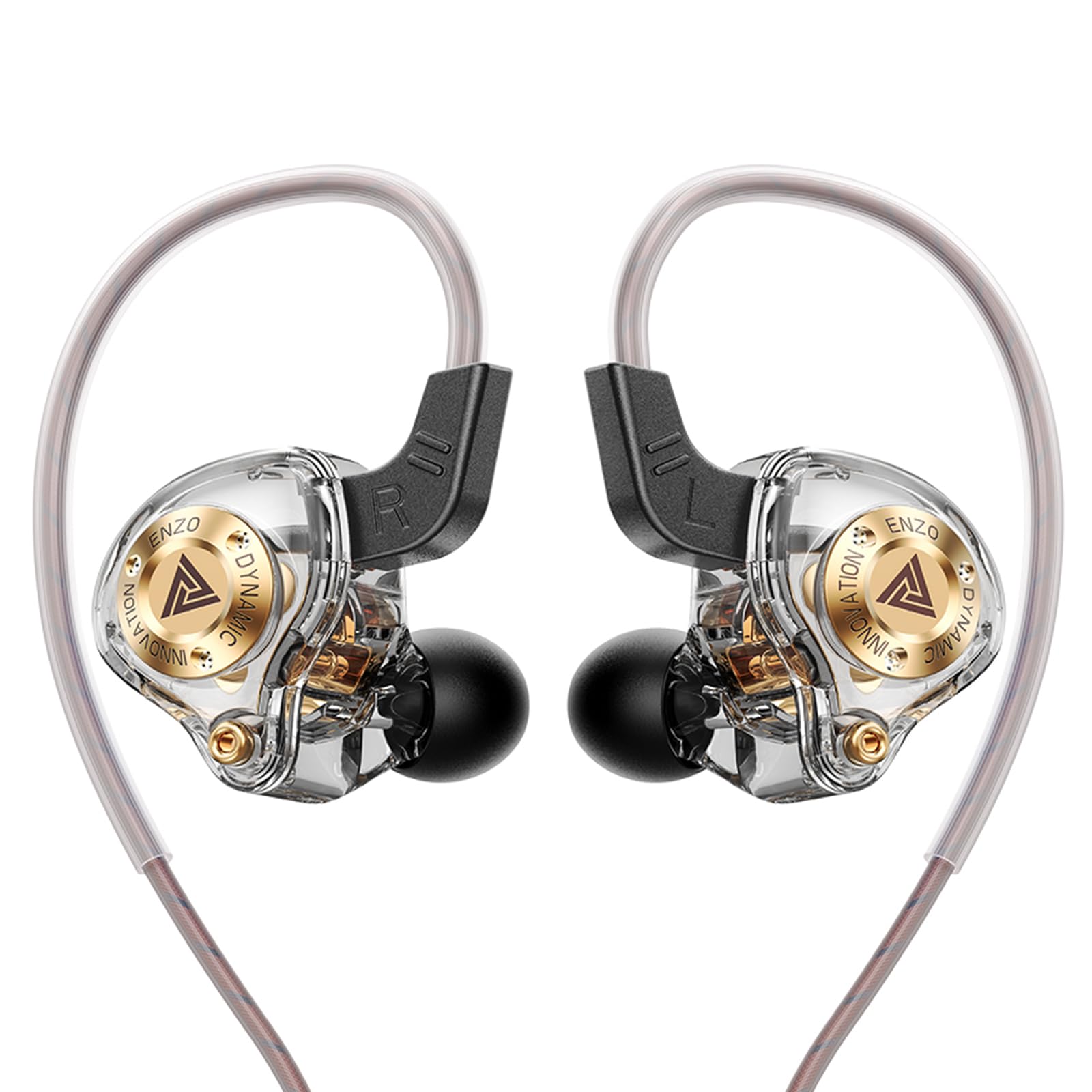 Wired Gaming Headphones IEM Earphones with 1DD，QKZ ENZO in Ear Monitor, HiFi Earbuds, Bass Sound with New 11mm Dynamic Driver for Video Music Gaming (White)