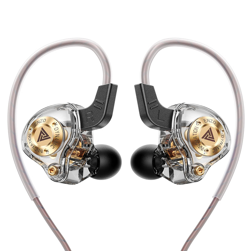Wired Gaming Headphones IEM Earphones with 1DD，QKZ ENZO in Ear Monitor, HiFi Earbuds, Bass Sound with New 11mm Dynamic Driver for Video Music Gaming (White)