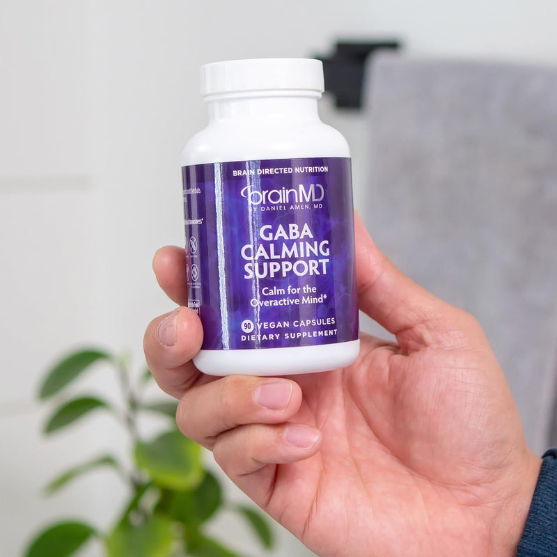 BRAINMD Dr Amen GABA Calming Support - 90 Capsules - Promotes Relaxation - Contains Magnesium, Vitamin B6 & Lemon Balm - 90 Servings
