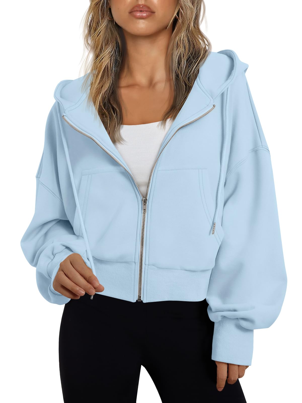 Trendy Queen Hoodies for Women Full Zip Up Cropped Sweatshirts Jackets Casual Comfy Gym Tops Fall Outfits Winter Clothes 2026-32