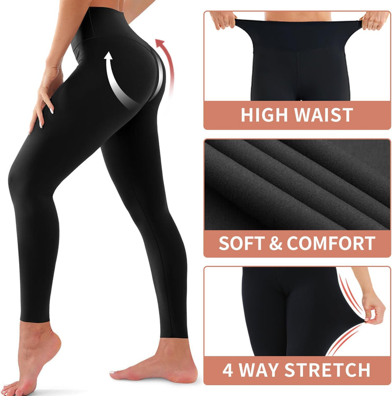 Blue Breath Leggings for Women - High Waisted Yoga Pants Tummy Control Full Length Buttery Soft for Workout Athletic