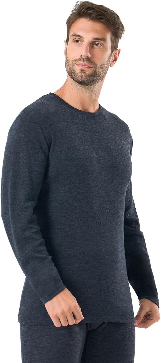 Merino Protect 100% Merino Wool Base Layer Mens Long Sleeve Shirts Soft Thermal Underwear for Hunting Hiking-13