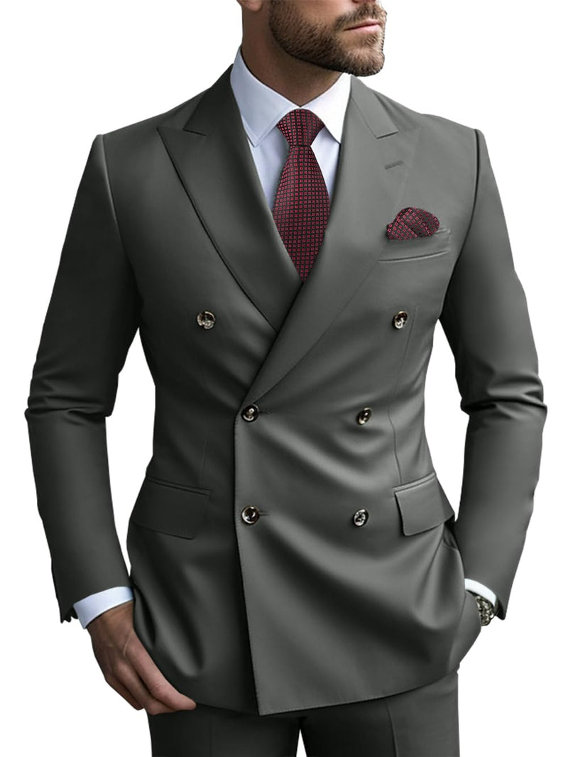 2 Piece Double Breasted Men Suit Slim Fit Mens Double Breasted Blazer Pants Sets Wedding Suit Prom Suits-15