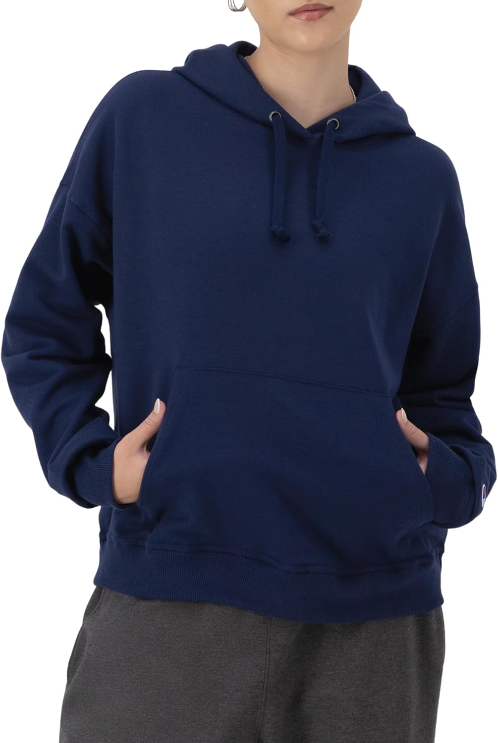 Champion Women’s Pullover Fleece Hoodie, Loose Fit, Midweight, Script Logo-32