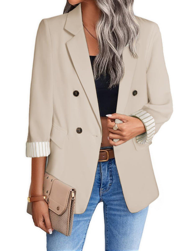 Mina Self 2026 Winter Women's Tweed Wool Blazer Jacket - Plaid Warm Fully Lined Fashion Business Casual Elegant Coat Pockets-61