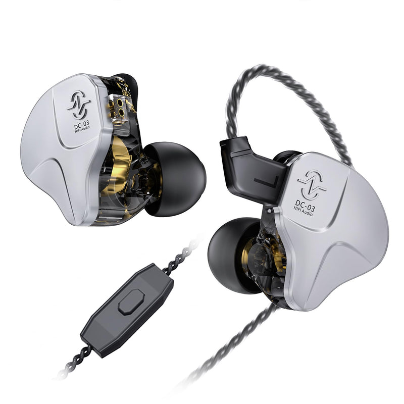 CCZ DC03 IEMs for Gaming with Mic, 1DD HiFi Headphones in Ear Monitors for Singers Musician, Deep Bass Sound Noise Cancelling Wired Gaming Earbuds, IEM Earphones with Detachable Cable(Black, with Mic)
