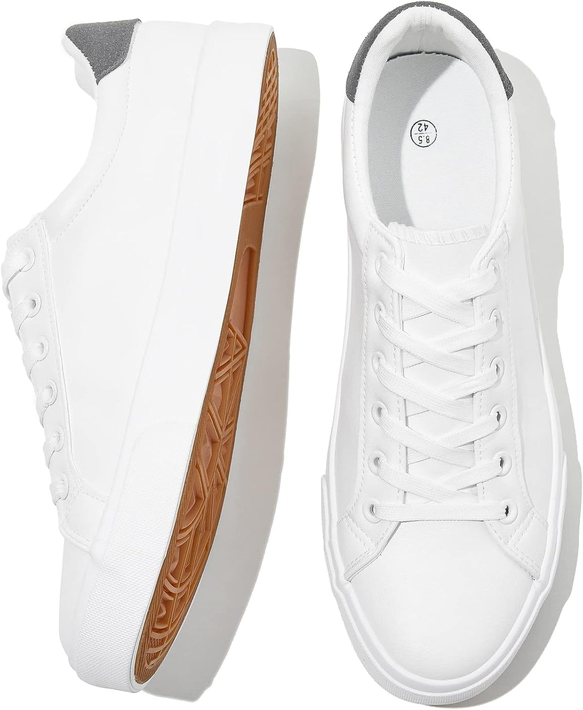 FRACORA Mens White Tennis Shoes PU Leather Sneakers for Men