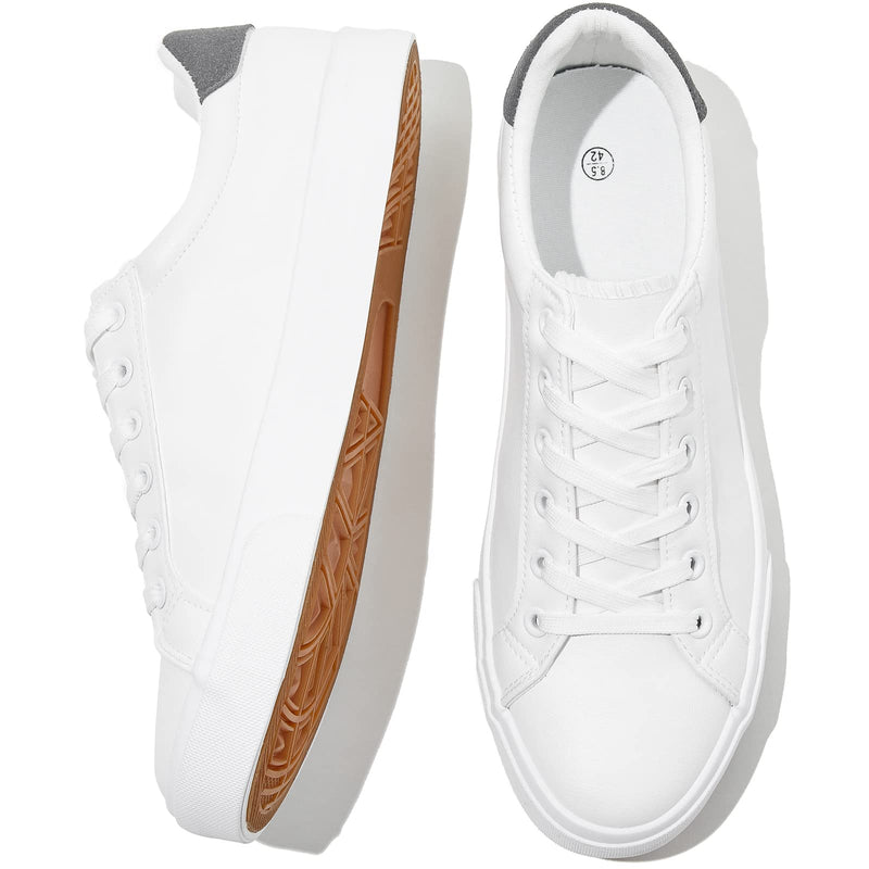 FRACORA Mens White Tennis Shoes PU Leather Sneakers for Men