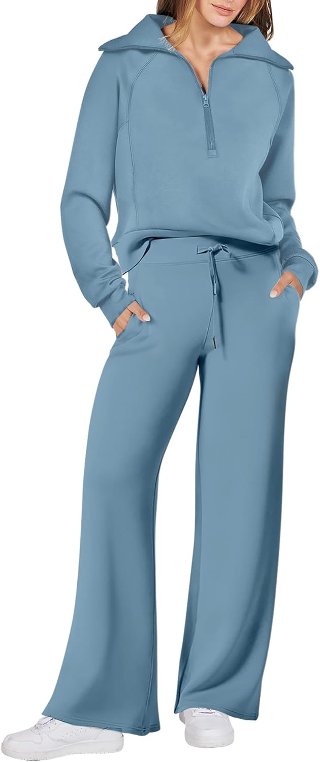 ANRABESS Women 2 Piece Outfits 2025 Fall Fashion Airport Wide Leg Pants Lounge Set Leisure Travel Vacation Clothes Sweatsuits-24