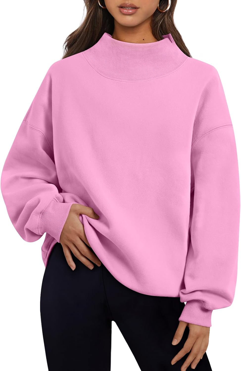 Trendy Queen Womens Oversized Sweatshirts Turtleneck Pullover Long Sleeve Hoodies Tops Fall Fashion Outfits 2026 Clothes-11
