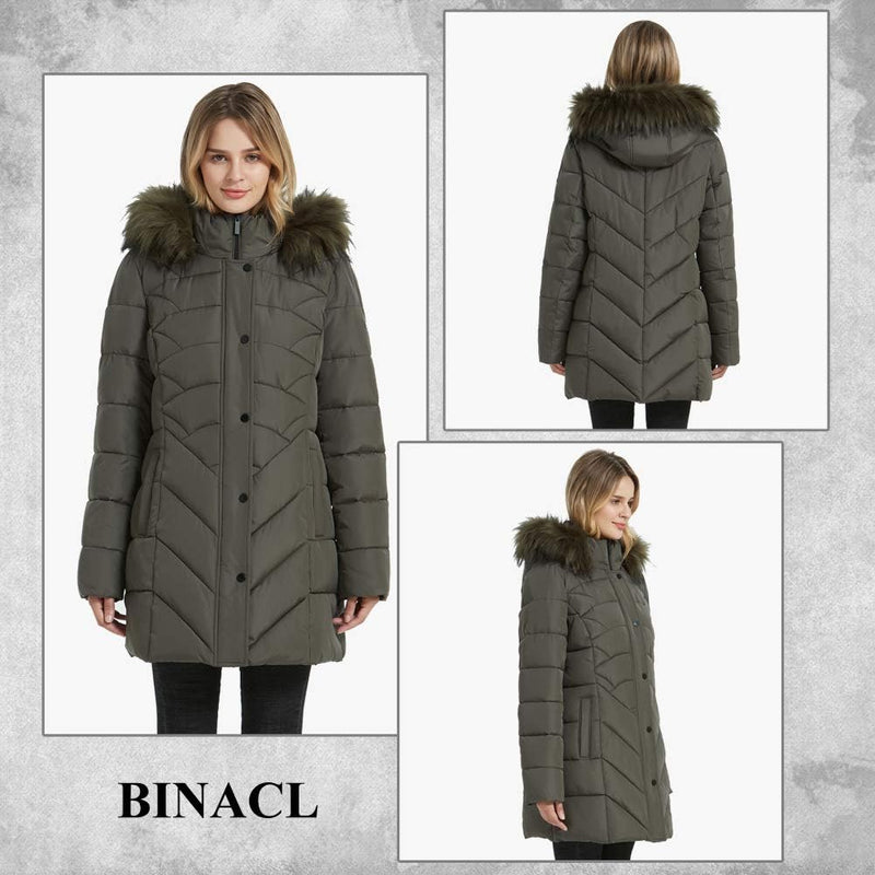 BINACL Women's Winter Warm Thicken Long Outwear Pockets Coat Parka Jacket XS-3XL-66