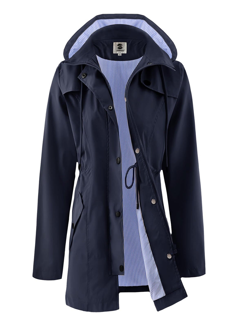 SaphiRose Women's Long Rain Jacket Waterproof Rain Coat with Hood Outdoor Light Raincoats Windbreaker-23