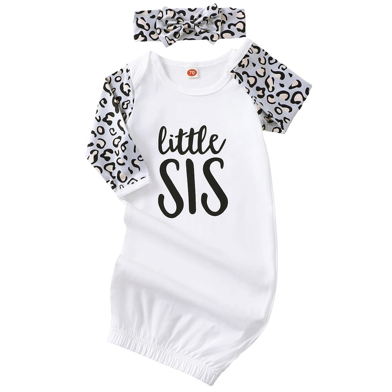 AMAWMW Newborn Baby Girl Little Sister Sleeper Gown Stripe Long Sleeve Nightgown Pajamas Gifts Stuff Essential Outfit