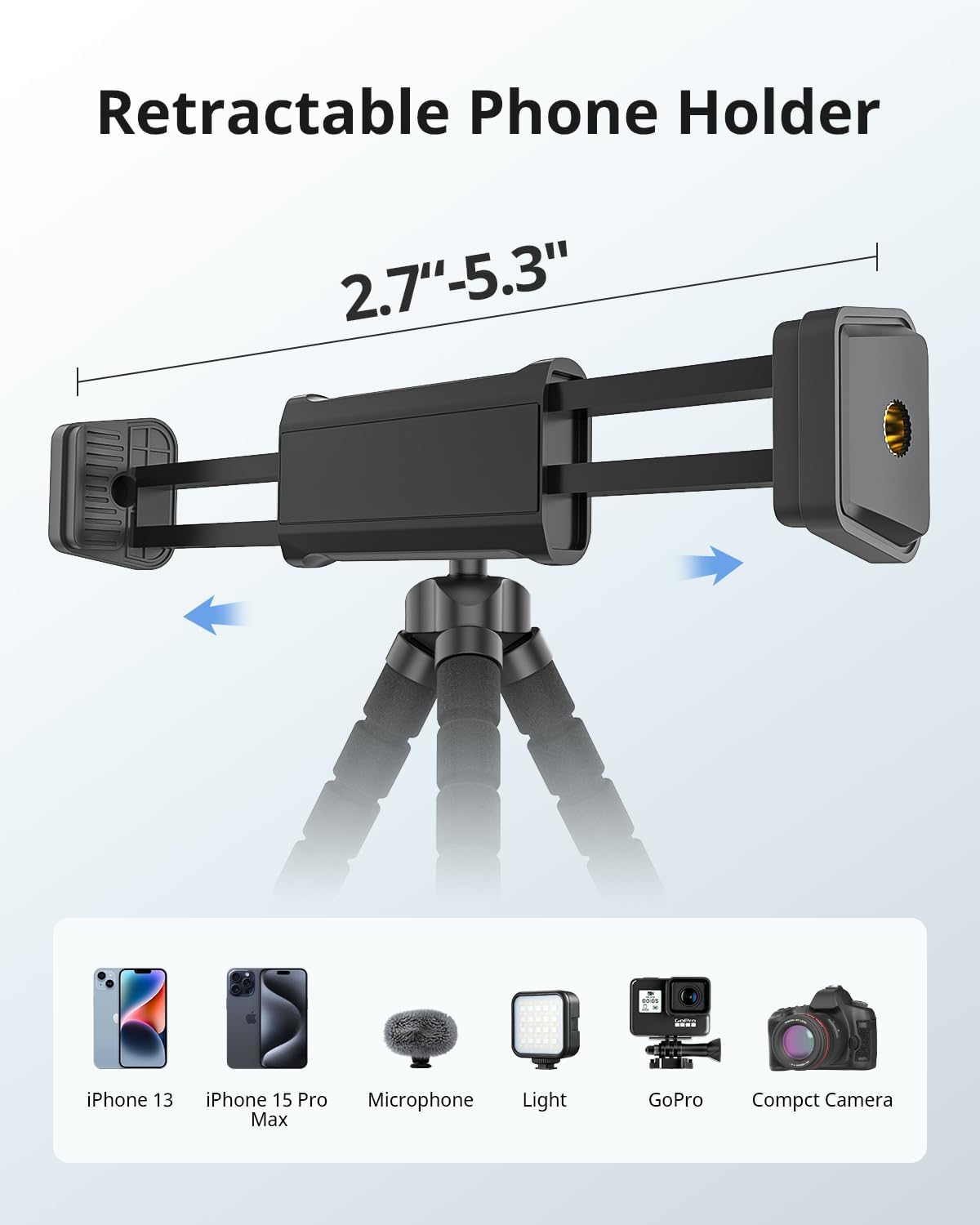 UBeesize Flexible Mini Phone Tripod, Portable and Adjustable Camera Stand Holder with Wireless Remote and Universal Clip, Compatible with Cellphones, Sports Cameras