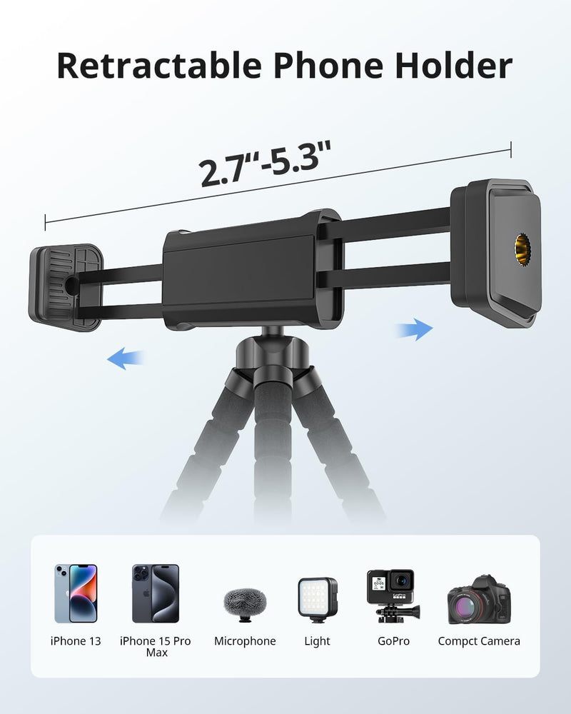 UBeesize Flexible Mini Phone Tripod, Portable and Adjustable Camera Stand Holder with Wireless Remote and Universal Clip, Compatible with Cellphones, Sports Cameras