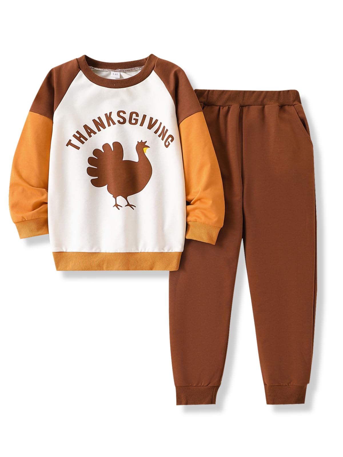 Voxikidio Kids Boys Clothes Color Blocking Hoodie Sweatshirts and Pant 2Pcs Fall Outfits Set Size 5-10