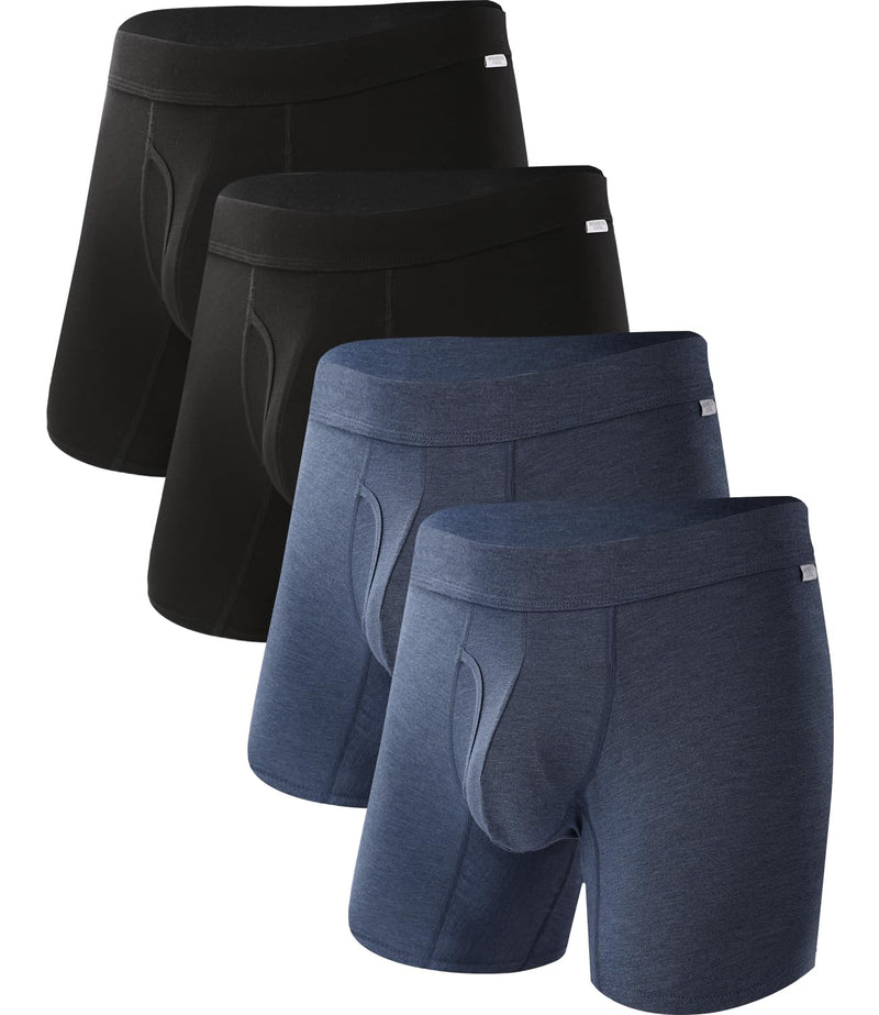 BAMBOO COOL Men's Ultra ComfortSoft Underwear, Moisture Wicking & Breathable No Ride Up Boxer Briefs with Fly, Multipack-22