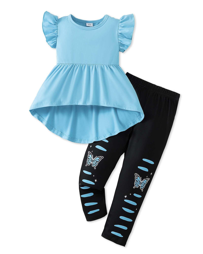 Doresbebe Toddler Girl Clothes Kid Fall Outfit Ruffle Sleeve Shirt Top Floral Pants Winter Clothing Set