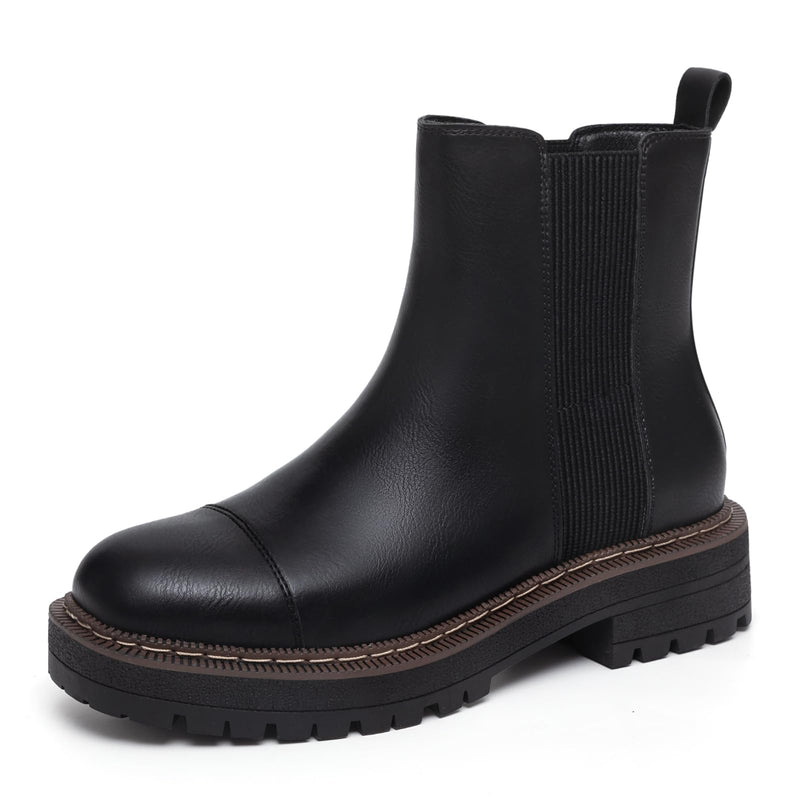 Athlefit Women's Chelsea Boots Platform Chunky Heel Slip On Elastic Lug Sole Ankle Booties-22