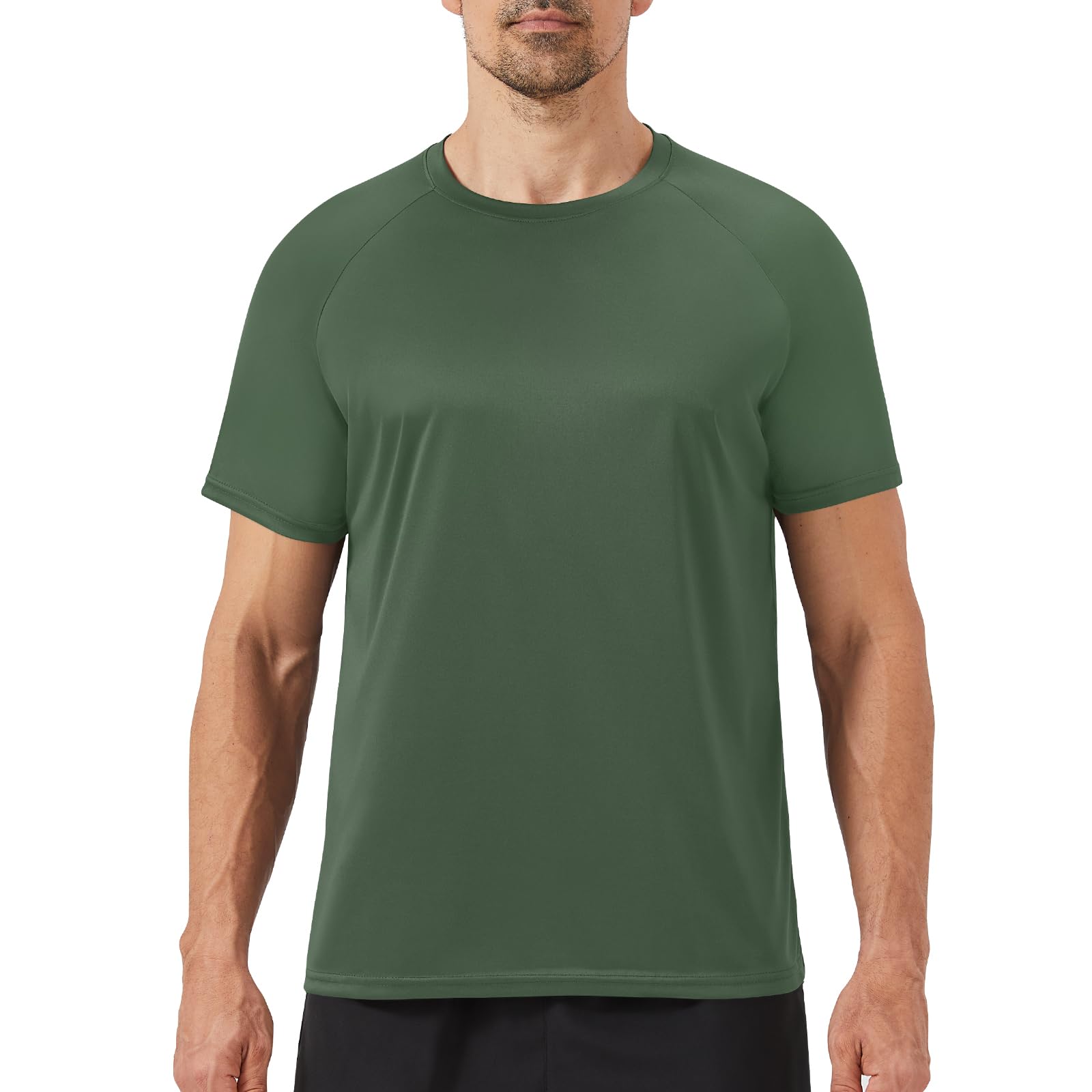 Workout Mens Shirts - Casual Black Quick Dry Moisture Wicking T-Shirts Crew Neck Short Sleeve for Gym Athletic Running