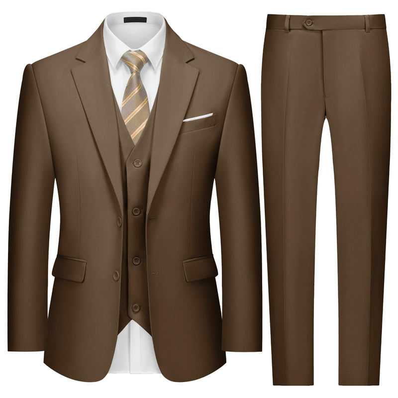 MAGE MALE Mens Two Button 3-Piece Suits Slim Fit Tuxedo Set with Blazer Jacket Vest & Pants for Wedding Prom Business-60