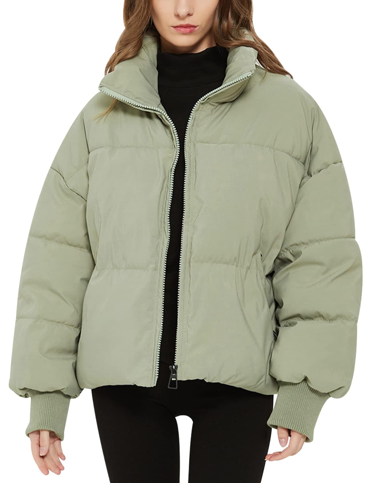 Gihuo Women’s Winter Cropped Puffer Jacket Coat Short Warm Quilted Jacket 2025-38