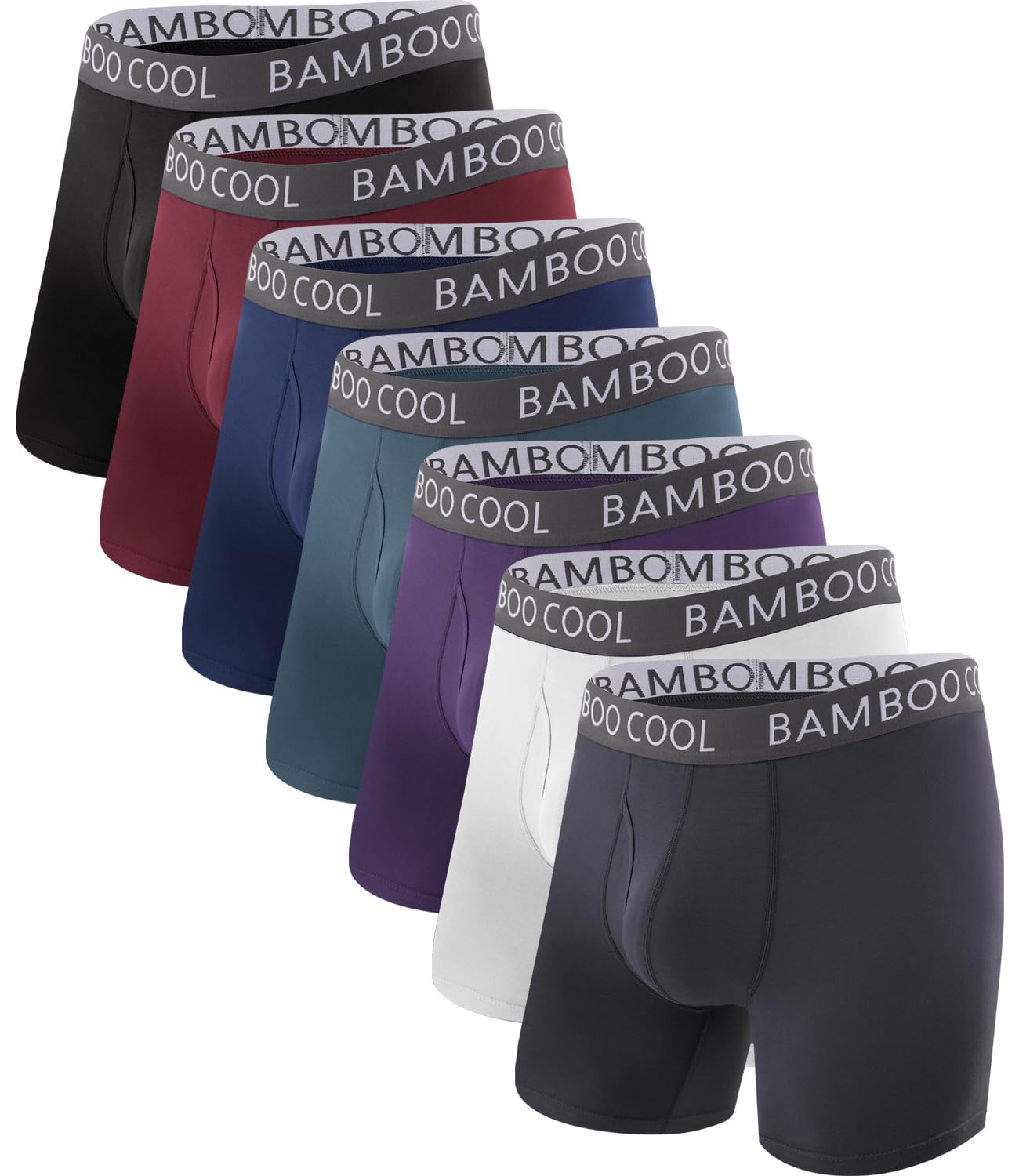 BAMBOO COOL Men's Ultra ComfortSoft Underwear, Moisture Wicking & Breathable No Ride Up Boxer Briefs with Fly, Multipack